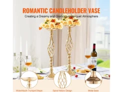Vaso Succebuy Pacote de 20 Vasos de Flores em Metal Dourado para Mesa de Casamento 58 Cm