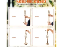 Vaso Succebuy Pacote de 20 Vasos de Flores em Metal Dourado para Mesa de Casamento 58 Cm