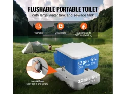 Vaza Portátil SucceBuy 12 L, Vaza Portátil para Camping e Viagem com Cister de Chute d’Água