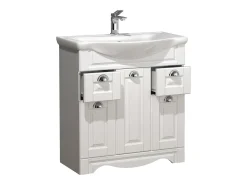 VCM 2 pcs Lavatório | Bacia inferior 75 cm | Móveis de casa de banho com lavatório | Landhaus Styl | Gavetas práticas | Complete Casalo XL (Branco)