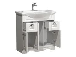 VCM 2 pcs Lavatório | Bacia inferior 75 cm | Móveis de casa de banho com lavatório | Landhaus Styl | Gavetas práticas | Complete Casalo XL (Branco)