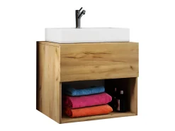VCM 2 pcs lavatório | largura do lavatório 60 cm | conjunto de móveis para banheiro | armário de banheiro de cerâmica Lendas ll (carvalho mel)