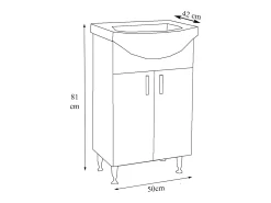 VCM 2 pcs Lavatório | Lavatório Armário inferior 55 cm | Móveis de casa de banho com lavatório | Conjunto completo com portas rotativas Lisalo M (Branco)
