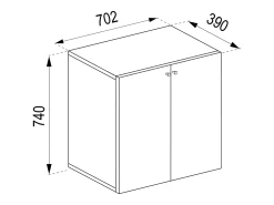 VCM Cômoda em madeira | Dimensões Cômoda aprox. A. 75 x L. 70 x P. 36 cm | Sideboard com divisão prática de mezanino | 2 portas rotativas - Vandol 1 (cinza)