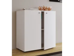 VCM Cômoda em madeira | Dimensões Cômoda aprox. A. 75 x L. 70 x P. 36 cm | Sideboard com divisão prática de mezanino | 2 portas giratórias - Vandol 1 (Branco)