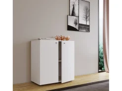 VCM Cômoda em madeira | Dimensões Cômoda aprox. A. 75 x L. 70 x P. 36 cm | Sideboard com divisão prática de mezanino | 2 portas giratórias - Vandol 1 (Branco)