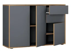 VCM Cômoda em madeira | Prancha lateral com portas giratórias e gavetas | Móveis de escritório | Dimensões aprox. A. 74 x L. 110 x P. 32cm - Salia (antracite)