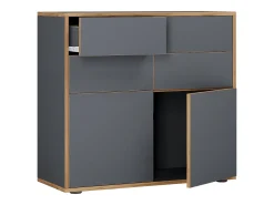 VCM Cômoda em madeira | Prancha lateral com portas giratórias e gavetas | Móveis de escritório | Dimensões aprox. A. 74 x L. 100 x P. 32cm - Salia (antracite)