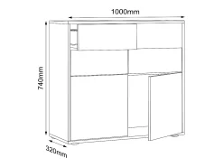 VCM Cômoda em madeira | Prancha lateral com portas giratórias e gavetas | Móveis de escritório | Dimensões aprox. A. 74 x L. 100 x P. 32cm - Salia (antracite)