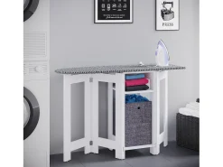 VCM Cômoda em madeira | Tábua de engomar | Armário de engomadoria | Dimensões aprox. A. 75 x L. 112 x P. 37 cm - Bigalos (Branco)
