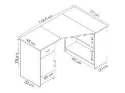 VCM Computer Table | Mesa de canto com gaveta | Dimensões aprox. A. 76 x L. 118 x P. 77 cm | Mesa - Linzia (Sonoma-Oiche (Sägerau))