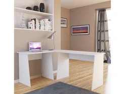 VCM Computer Table | Mesa de canto | Dimensões Geral Definir aprox. A. 74 x L. 135 x P. 105 cm | Painéis laterais elegantes | Mesa – Masola (Branco)