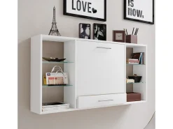 VCM madeira pendurado mesa de parede mesa de computador gaveta de mesa Teala (branco)