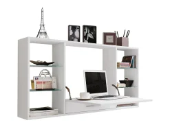 VCM madeira pendurado mesa de parede mesa de computador gaveta de mesa Teala (branco)
