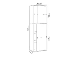 VCM pasta de armário de escritório de madeira Gabinete de escritório Gabinete de mobiliário de escritório Salia 5 vezes largura 60 cm portas deslizantes (branco)