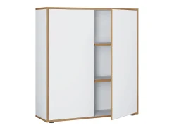 VCM pasta de armário de escritório de madeira Gabinete de escritório Gabinete de móveis de escritório Salia 3x Largura 100 cm Portas giratórias (Branco)