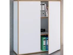 VCM pasta de armário de escritório de madeira Gabinete de escritório Gabinete de móveis de escritório Salia 3x Largura 100 cm Portas giratórias (Branco)