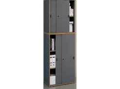 VCM pasta de armário de escritório de madeira Gabinete de escritório Gabinete de móveis de escritório Salia largura de 5 vezes 60 cm portas deslizantes (antracite)
