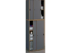VCM pasta de armário de escritório de madeira Gabinete de escritório Gabinete de móveis de escritório Salia largura de 5 vezes 60 cm portas deslizantes (antracite)