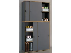 VCM pasta de armário de escritório de madeira Gabinete de escritório Gabinete de móveis de escritório Salia 5 vezes largura 100 cm portas deslizantes (antracite)