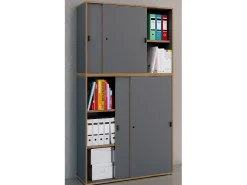 VCM pasta de armário de escritório de madeira Gabinete de escritório Gabinete de móveis de escritório Salia 5 vezes largura 100 cm portas deslizantes (antracite)