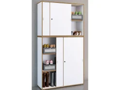 VCM pasta de armário de escritório de madeira Gabinete de escritório Gabinete de mobiliário de escritório Salia 5 vezes largura 100 cm portas deslizantes (branco)