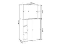 VCM pasta de armário de escritório de madeira Gabinete de escritório Gabinete de mobiliário de escritório Salia 5 vezes largura 100 cm portas deslizantes (branco)