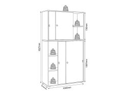 VCM pasta de armário de escritório de madeira Gabinete de escritório Gabinete de mobiliário de escritório Salia 5 vezes largura 100 cm portas deslizantes (branco)