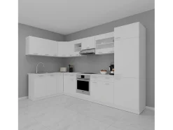 VCM 13-tlg cozinha de canto | cozinha angular | dimensões aprox. A. 207 x L. 505 x. P. 60 cm | Kitchenette | Cozinha | Cozinha completa - Esilo (Branco)