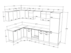 VCM 13-tlg cozinha de canto | cozinha angular | dimensões aprox. A. 207 x L. 505 x. P. 60 cm | Kitchenette | Cozinha | Cozinha completa - Esilo (Branco)