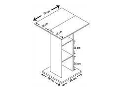 VCM Wood Bar Table | Tabela em pé | Dimensões aprox. A. 108 x 70 x 70 cm | mesa alta - Standos (Branco)