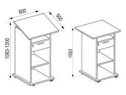 VCM Wood Mobile Speaker Console | Dimensões aprox. A. 108 a 120 cm x L. 60 cm x P. 50 cm | Mesa de apoio com rolos | Rolável com gaveta | Mesa em pé - Melta (Preto)