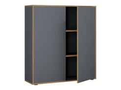 VCM Wood Office Cabinet Folder Arquivo Gabinete Gabinete de móveis de escritório Salia 3x Largura 100 cm Portas giratórias (Antracite)