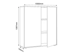 VCM Wood Office Cabinet Folder Arquivo Gabinete Gabinete de móveis de escritório Salia 3x Largura 100 cm Portas giratórias (Antracite)