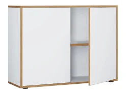 VCM Wood Office Cabinet Folder Arquivo Gabinete Móveis de escritório Gabinete Salia 2x Largura 100cm Portas giratórias (Branco)