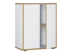 VCM Wood Office Cabinet Folder Arquivo Gabinete Móveis de escritório Gabinete Salia 2x Largura 60 cm Portas giratórias (Branco)