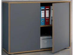 VCM Wood Office Cabinet Folder Arquivo Gabinete de móveis de escritório Salia 2x Largura 100 cm Portas giratórias (Antracite)