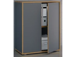 VCM Wood Office Cabinet Folder Arquivo Gabinete de móveis de escritório Salia 2x Largura 60 cm Portas giratórias (Antracite)