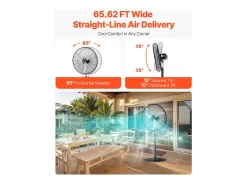 Ventilador de Pé Industrial SucceBuy, 3 Velocidades, 76 cm, Oscilante e Altura Ajustável