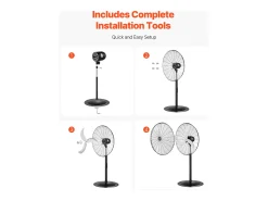 Ventilador de Pé Industrial SucceBuy, 3 Velocidades, 76 cm, Oscilante e Altura Ajustável