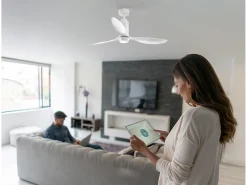 Ventilador de Teto com Luz Perenz 7198 B CT Branco - Ø 132 cm, 3 Lâminas, 6 Velocidades, Motor DC 35W, Silencioso
