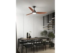Ventilador de teto com luz Perenz 7189 N CT Preto - Ø 132 cm, 3 lâminas, 6 velocidades, motor 40W DC, silencioso