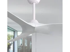 Ventilador de teto de 132 cm, 3 pás curvas, com controle remoto, 6 velocidades e temporizador, motor DC reversível, branco