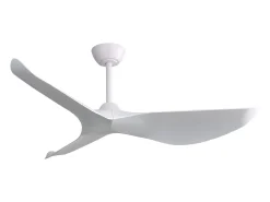Ventilador de teto de 132 cm, 3 pás curvas, com controle remoto, 6 velocidades e temporizador, motor DC reversível, branco