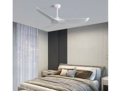 Ventilador de teto de 132 cm, 3 pás curvas, com controle remoto, 6 velocidades e temporizador, motor DC reversível, branco
