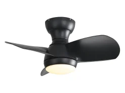 Ventilador de teto de 58,4 cm com 3 pás e iluminação ajustável, 6 velocidades, temporizador, motor DC reversível, preto