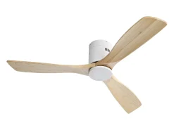 Ventilador de teto de 132 cm, 3 pás de madeira, 6 velocidades e temporizador, motor DC reversível, luz natural