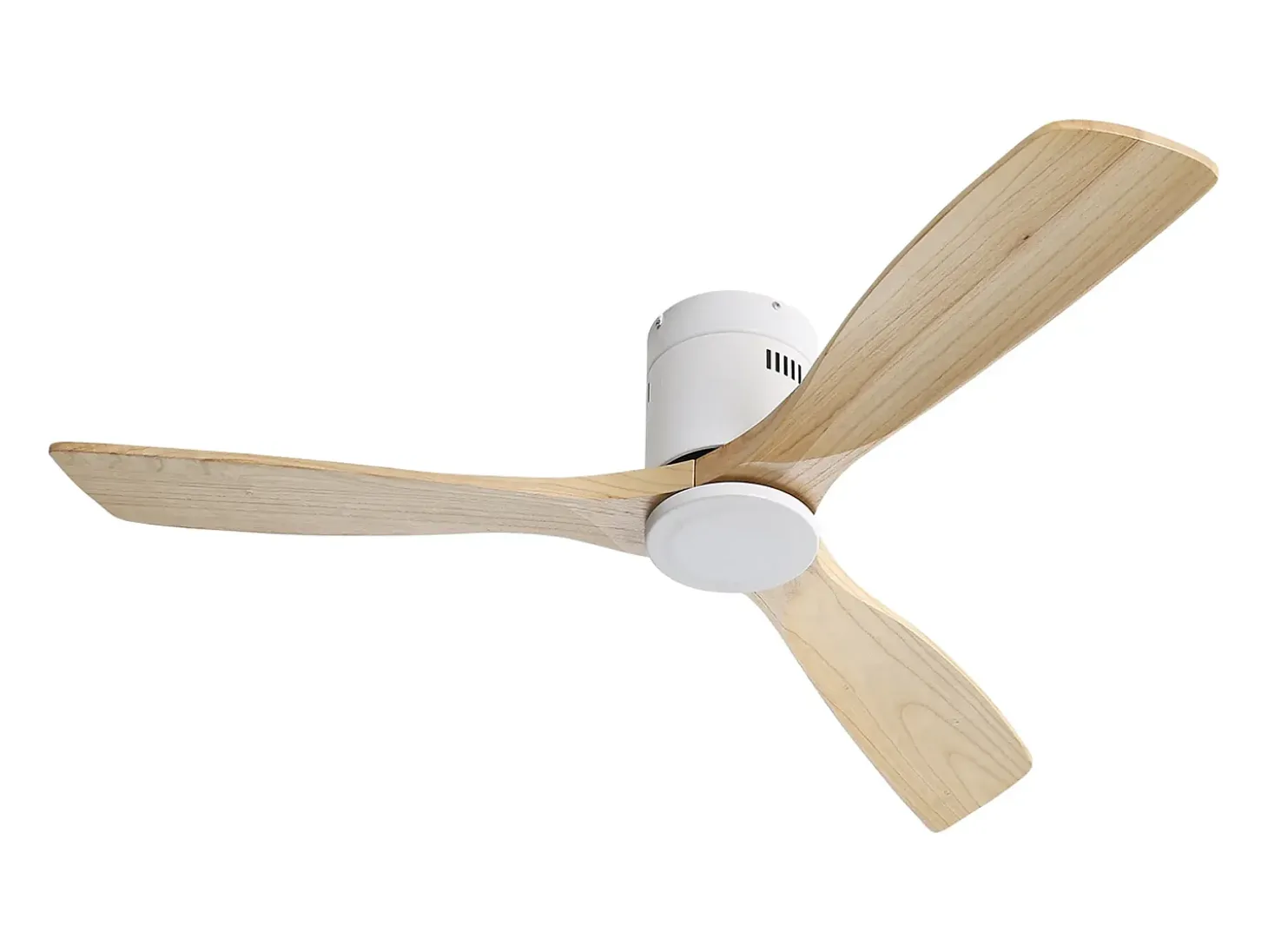 Ventilador de teto de 132 cm, 3 pás de madeira, 6 velocidades e temporizador, motor DC reversível, luz natural