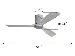 Ventilador de teto de 132 cm, 3 pás de madeira, 6 velocidades e temporizador, motor DC reversível, luz natural