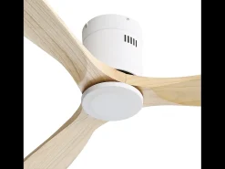 Ventilador de teto de 132 cm, 3 pás de madeira, 6 velocidades e temporizador, motor DC reversível, luz natural